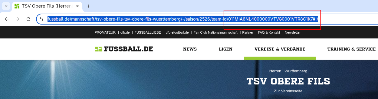 Team-ID in der URL